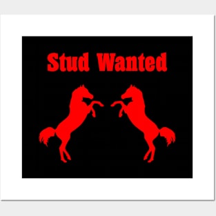 Stud Wanted Two Stallion Horses Dark Monotone Posters and Art